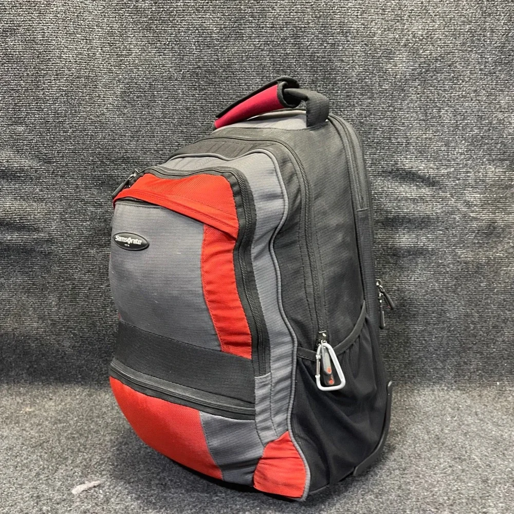 Samsonite TC-10 Black Grey Red Wheeled Rolling Backpack‎ Travel Laptop Bag 3898